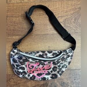 “Live justice” sequin animal print fanny pack